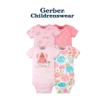 Gerber Princess Short Sleeve Onesies Bodysuits 4pcs