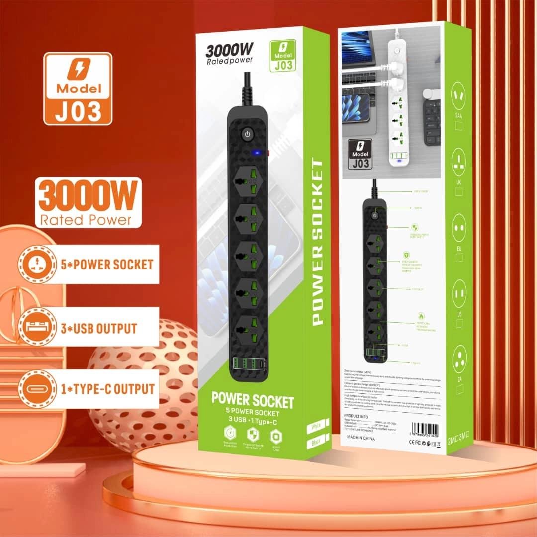 12949106cdade47595fd48d856c6275e.jpg 5 Power Socket 3 Usb Output 1 Type C Output Power Socket - Image 1