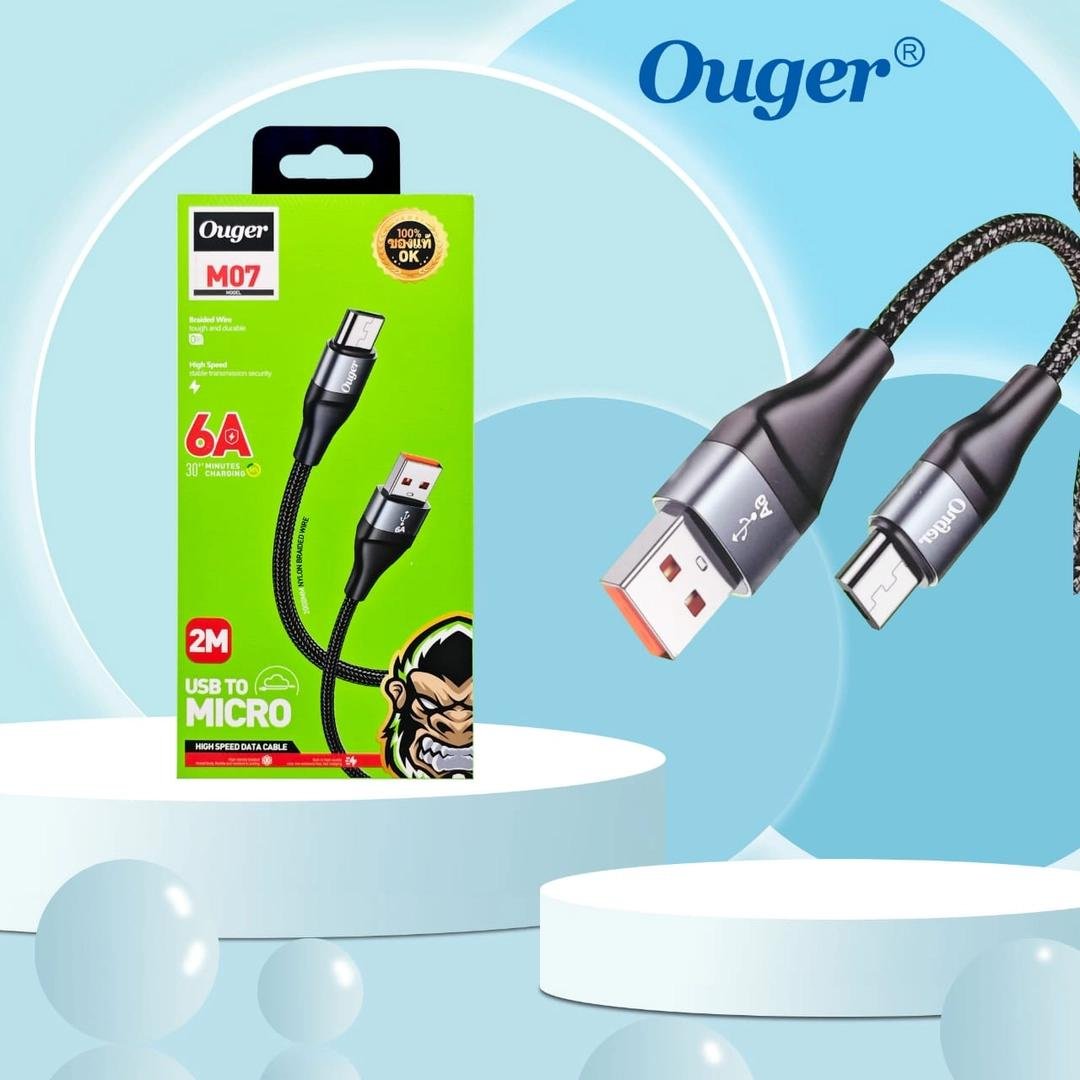 158b9ed935fd6780900aa984e082dc05.jpg OUGER M07 V8 6A 2M High Speed Data Cable – USB to Micro - Image 1