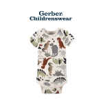 Gerber Dino Short Sleeve Onesies Bodysuits Newborn 4pcs - Image 3
