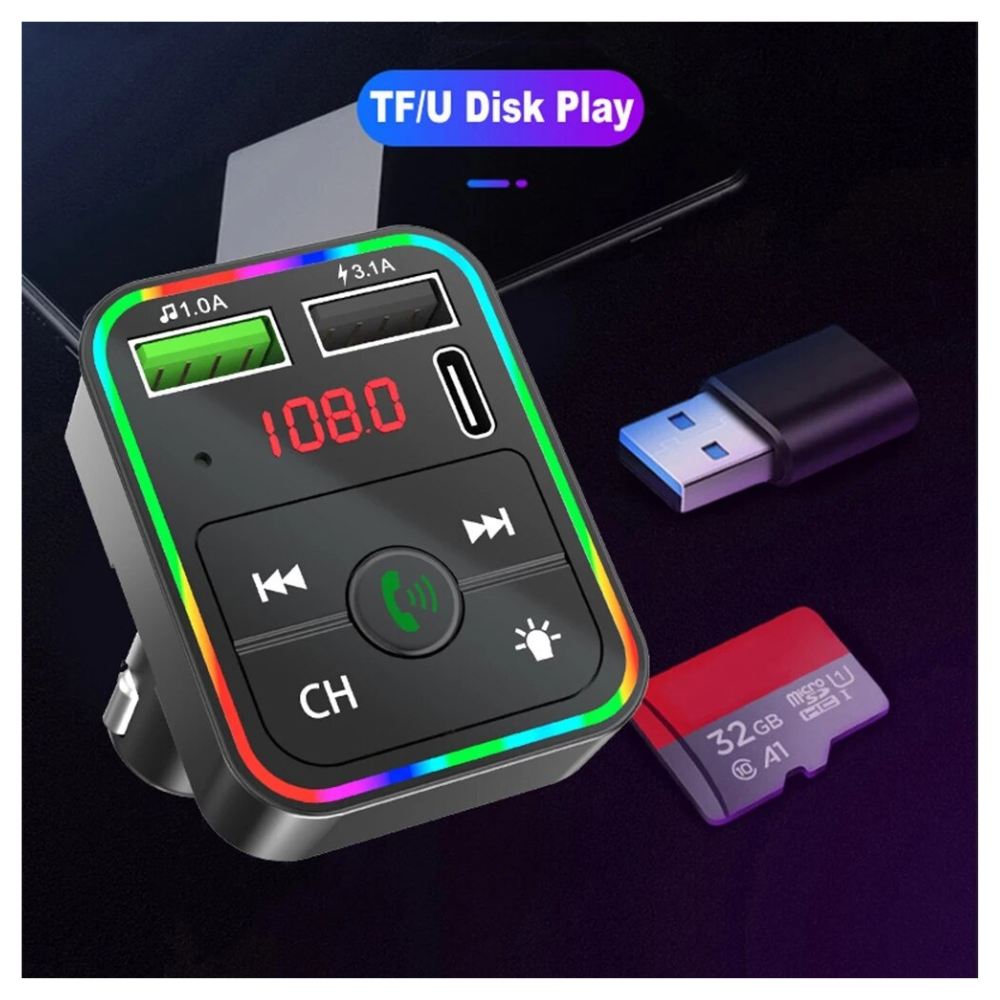 2f4156cf233ee5822b88e72b440451c8-1.png Car Bluetooth FM Modulator G-38 - Image 1