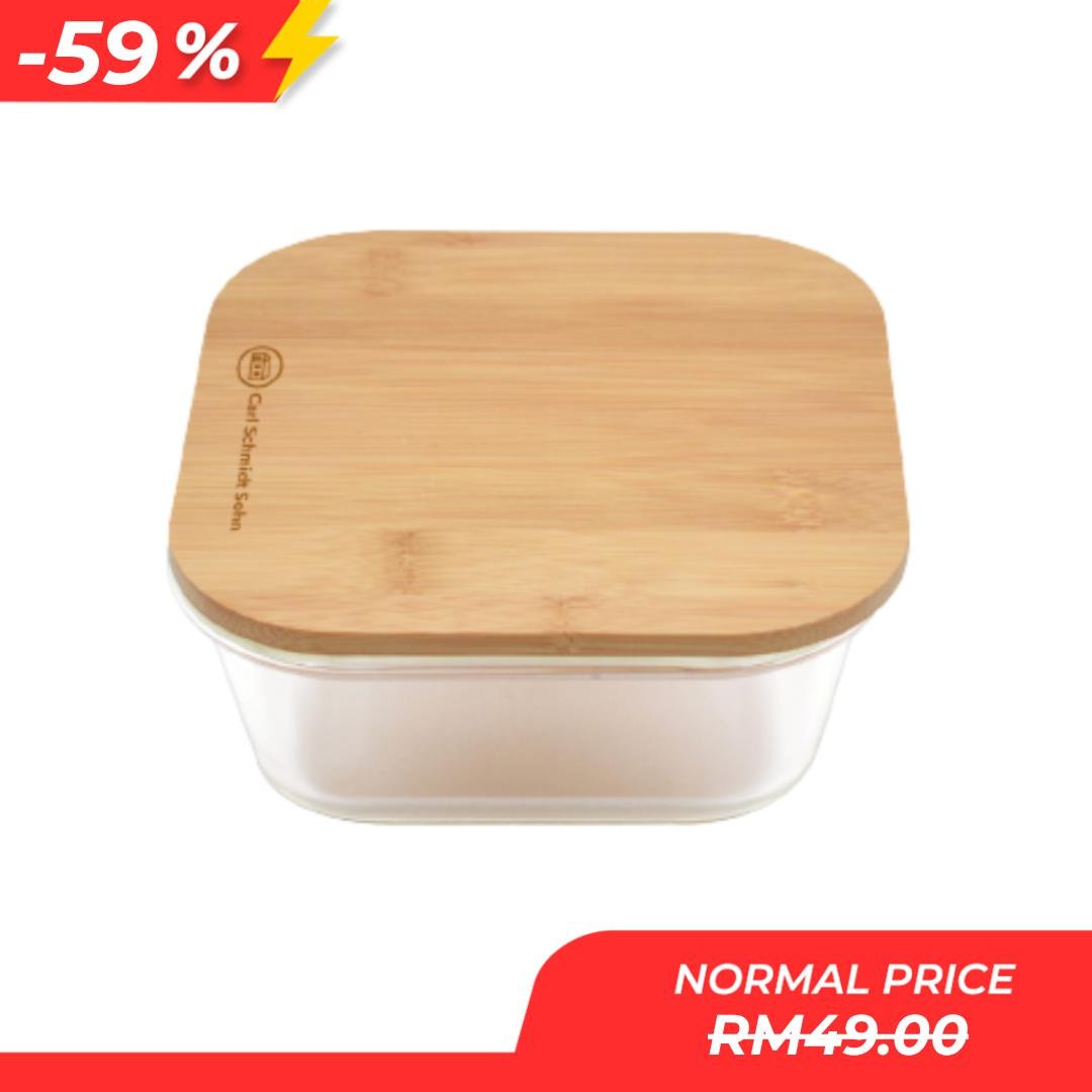 3fb7a8b317b19dc81b8a2e448a95dcff.jpg CSS Square Storage Container with Bamboo Lid 800ml - Image 1