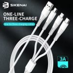 SIKENAI 1.2M 3 in 1 USB Quick Charge Foldable Cable VO-03 - Image 2