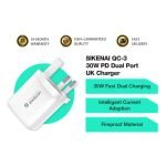 SIKENAI Dual Port Quick UK Charger QC-3
