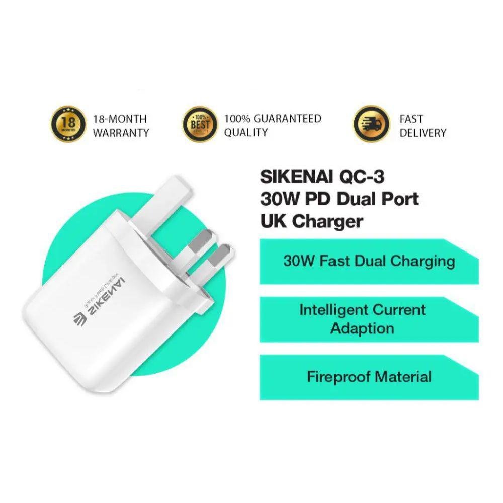 58f8dfc970c8747b60801d8cb3e393b0.jpg SIKENAI Dual Port Quick UK Charger QC-3 - Image 1