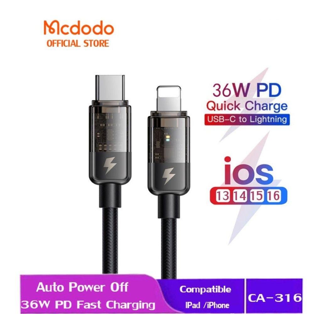 60ae32b3185a7772bb72c1b1dc2453fe.jpg Mcdodo Transparent Data Cable Type-C to Lightning CA-3161 - Image 1