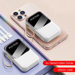LED Torch Light Power Bank with Built-in 4 Cables – 10000mAh