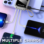LED Torch Light Power Bank with Built-in 4 Cables – 10000mAh - Image 8