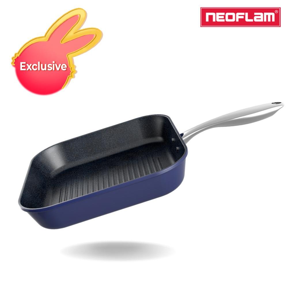 80c127f11ccd7be3dddd6c23f477a886-1.jpg Neoflam Inox Aluminium Grill Pan 28cm - Image 1