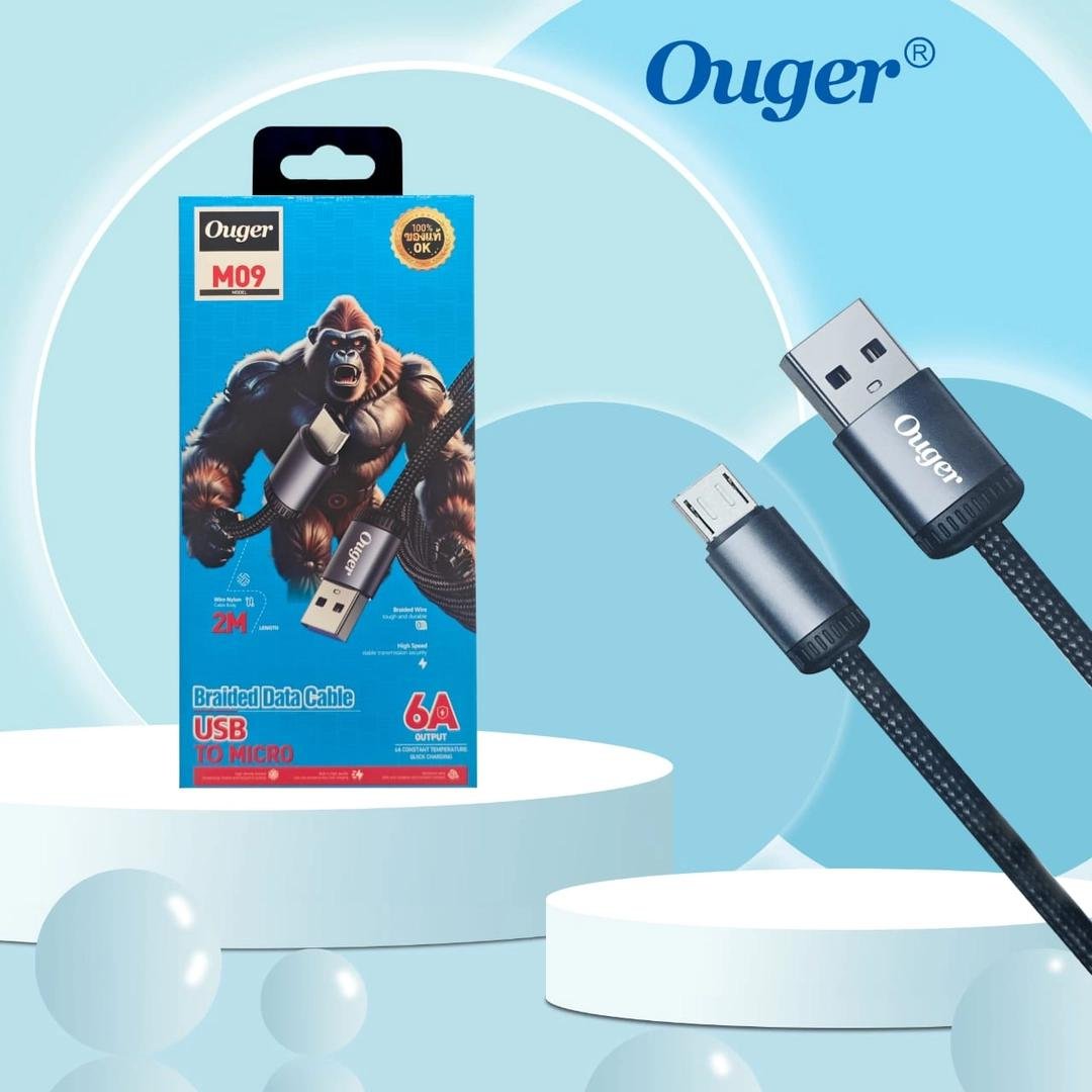 91aad58057dc9da542d97f74e8a351a5.jpg OUGER M09 V8 6A 2M Quick Charging Data Cable – USB to Micro - Image 1