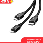 PISEN 3in1 Aluminum Alloy Braid USB Cable (BLACK)