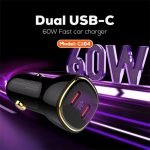 Ldnio 60W Dual PD Super Fast Car Charger C104