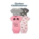 Gerber Leopard Short Sleeve Onesies Bodysuits 4pcs