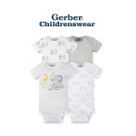Gerber Baby Animals Short Sleeve Onesies Bodysuits 4pcs