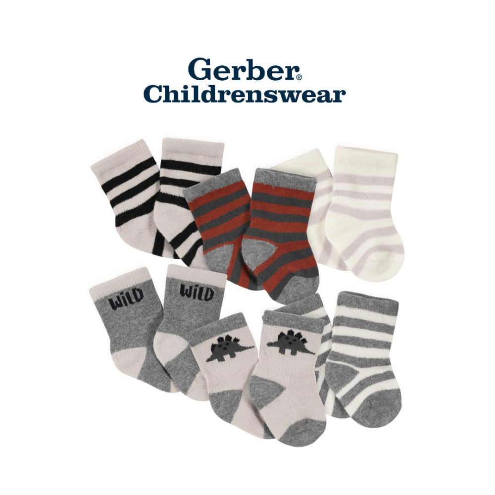 ffb43c5585fcbaa037ed1333a73c3305-2.png Gerber Dino Wiggle-Proof Jersey Crew Socks 6pcs - Image 1