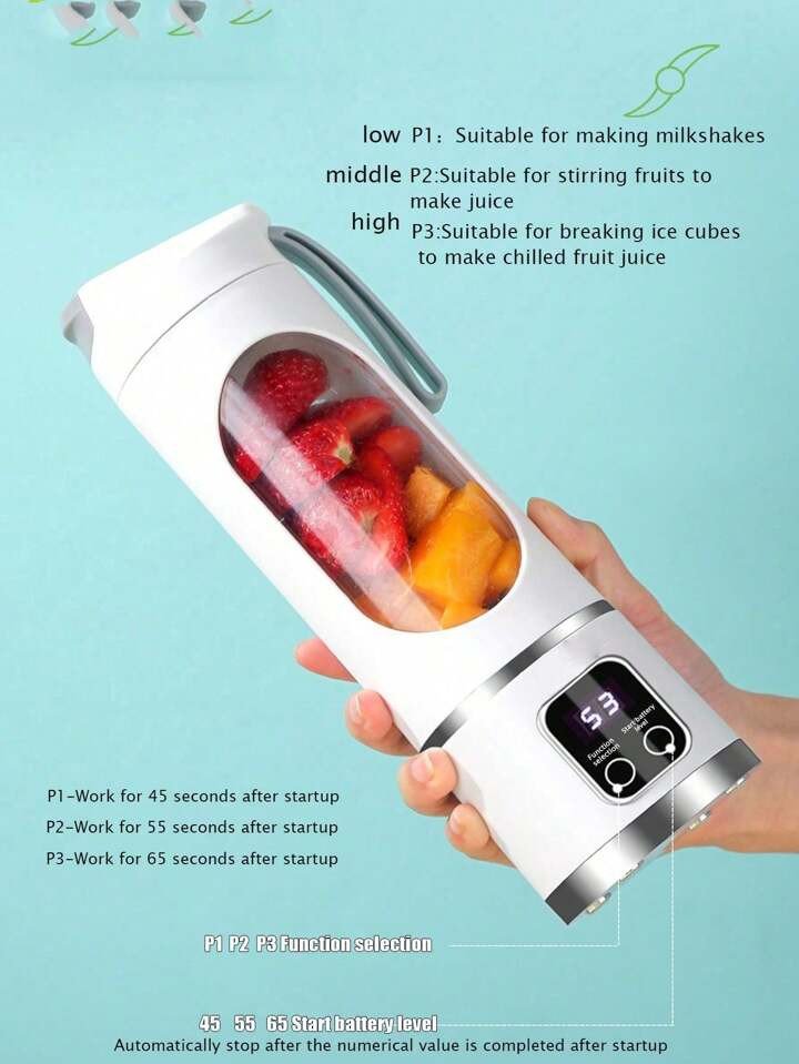 6846f822ade821749481506 USB Rechargeable Blender with LED Display for Smoothies and Liquid Diets, - Image 1