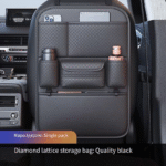 1pc Front and Rear Car Seat Back Organizer with Two Cup Holders, Car Tissue Box, and Multi-functional Storage, Convenient Rear Row Storage, PU Leather, Kick-Proof, Easy to Clean - Image 3