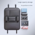 1pc Front and Rear Car Seat Back Organizer with Two Cup Holders, Car Tissue Box, and Multi-functional Storage, Convenient Rear Row Storage, PU Leather, Kick-Proof, Easy to Clean - Image 4